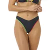Image de Rip Curl Victoria Vergara Bas de bikini moulant à jambe haute des années 80, bleu marine, Taille M