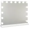 Image de Flamingueo Miroir Coiffeuse - 15 LED - 3 Modes D'Éclairage - Intensité Réglable - Contrôle Tactile - Port USB - Miroir Grossissant Inclus - Blanc - 58x12x48cm