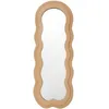 Image de Flamingueo Miroir Mural - Cadre Tissu Teddy - Miroir Vague - Forme Irrégulière - Deco Chambre - Marron - 160 x 60 x 4 cm