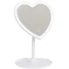 Image de Flamingueo Miroir Maquillage Lumineux LED - 3 Modes D'Éclairage - Intensité Réglable - Contrôle Tactile - Rechargeable - Forme Coeur - Blanc - 19,5x18x29cm