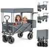 Image de Poussette plianteCharge maximale 100 kgTissu Oxford 600DToit inclusTout Terrain pour Extérieur Camping Pique-NiquGrey