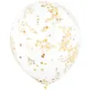 Image de 6 Ballons en latex transparents avec confettis ocre doré 30 cm
