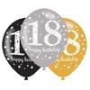 Image de Ballons danniversaire noir et or pour fêter ses 18 ans - AMSCAN - Lot de 6 ballons en latex de 11 pouces