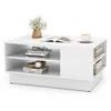 Image de Table Basse Rectangulaire COSTWAY 2 Étagères de Rangement Ouverte Table Moderne 86 x 56 x 41 cm pour Salon Chambre Bureau Blanc