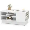 Image de Costway table basse, table de salon avec 2 étagères, base épaissie, table basse avec rangement pour salon, 86 x 56 x 41 cm (blanc)