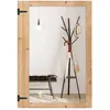 Image de COSTWAY Miroir Mural Rectangulaire 97 x 67 cm Cadre en Bois de Sapin Miroir Suspendu Vertical ou Horizontal pour Salon Entrée