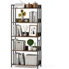 Image de COSTWAY Meuble Etagère à 5 Niveaux 157 cm Etagères Réglables et Inclinables Etagère de Rangement Industrielle Marron Rustique