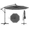 Image de Parasol Déporté 300 x 250 cm-COSTWAY-avec 40 LED - Base Croisée - Réglage dInclinaison - Manivelle - Rotation à 360°- Gris