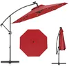 Image de Parasol Déporté  300 x 245cm - COSTWAY - avec 32 LED - Base Croisée - Réglage dInclinaison - Manivelle - Rotation à 360° -Rouge
