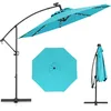 Image de Costway Parasol Déporté 3m, 32 Led Solaire, Inclinable Et Rotation À 360°, Base Croisée (turquoise)