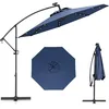 Image de Costway Parasol Déporté 3m 32led Solaire Inclinable 360°, 8 Baleines Base, Croisée Manivelle (marine)