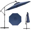 Image de Parasol Déporté  300 x 245cm - COSTWAY - avec 32 LED - Base Croisée - Réglage dInclinaison - Manivelle - Rotation à 360° - Marine