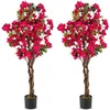 Image de Lot 2 Arbres Artificiels Bougainvillier de 120 cm - COSTWAY - Plante Fleurie Faussée en Pot de Pépinière Fleurs Rose en Pleine