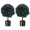 Image de COSTWAY Lot de 2 Arbres de Buis Artificiel Topiaire 55 cm avec Pot en Ciment Décorations Plantes pour Maison Porche Bureau Jardin