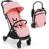 Image de Costway poussette canne pliable bébé 0-3 ans, dossier et repose-pieds réglables, auvent, frein, harnais (rose)