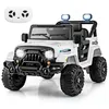 Image de Voiture Électrique COSTWAY-12 V Enfants 3+ Télécommande-Roues Filetées-Demarrage Progressif-Lumières LED-Musique-3 à 6 km/h Blanc