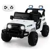 Image de Costway voiture électrique enfant 12v, télécommande, lumières led, musique klaxon, démarrage lent 3-6 kmh(blanc)