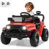 Image de COSTWAY Voiture Électrique Enfant 12V avec Télécommande 3 Vitesses LED Musique et Klaxon Suspension à Ressort 3+ Ans Rouge