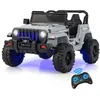 Image de DREAMADE Voiture Électrique 12V Enfants 3+Ans Véhicule Electrique 2 Places avec Vitesse RéglableTélécommandeLumières Gris
