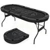 Image de DREAMADE Table de Poker Ovale Pliable pour 8 Joueurs Table de Poker Texas Hold’em Pliante avec Rebord Porte-gobelets en