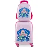 Image de COSTWAY Valise Enfant à Roulettes 16’’ + Sac à dos 12’’ Bagage Enfants avec Motif Sirène pour Voyages en Avion Rose