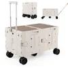 Image de COSTWAY Chariot de Plage/Camping avec Table - Pliable Rapide dans 5s - Poignée TélescopiqueRoulettes Tout Terrain Blanc