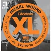 Image de Jeu de cordes pour guitare électrique - DAddario - EXL110-3D - Light .010-.046 - Pack 3 jeux - Fil rond nickel
