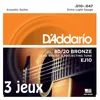Image de Cordes pour guitare acoustique - DAddario - EJ10-3D - Bronze 80/20 - Extra Light 10-47 - Lot 3 jeux