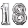 Image de Ballon chiffre 18 - AMSCAN - Argenté - Hauteur 66cm