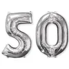 Image de Lot de 2 ballons chiffre 50 - Argent - AMSCAN - À gonfler à lair ou à lhélium