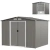Image de Abri de Jardin Métal 474M2 - RELAX4LIFE - 260X207X181CM - Tôle d’Acier Galvanisée - 859M3- Double Porte Coulissante - Gris Foncé