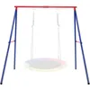 Image de GOPLUS Portique de Balançoire en Forme ACharge 150KGCadre Support de Balançoire avec 3 CrochetsPiquets de SolRouge+Bleu