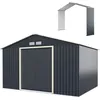 Image de GOPLUS 1085 Abri de Jardin Métal avec Kit d’Extension 330 x 255 x 210 cm Cabine de Jardin Extérieur Portes Coulissantes Gris