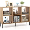 Image de Costway Bibliothèque Cube, Meuble De Rangement Avec Compartiments Ouverts,étagères Réglables, 120 X 35 X 79,5 Cm Marron