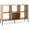 Image de Bibliothèque 6 cubes, meuble de rangement compartiments ouverts, pieds métal, étagères réglables(naturel)