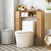 Image de Costway Meuble Wc Au-dessus De Toilettes/meuble De Rangement,2 Compartiments Ouverts,2 Placard,18x87,5x98 Cm Nature