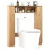 Image de Colonne salle de bain, meuble wc avec 2 compartiments ouverts, 2 placard, 4 étagères réglables (naturel)