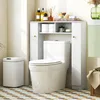 Image de Costway Meuble Wc Au-dessus De Toilettes/meuble De Rangement,2 Compartiments Ouverts,2 Placard,18x87,5x98 Cm Blanc