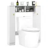 Image de Colonne salle de bain, meuble wc avec 2 compartiments ouverts, 2 placard, 4 étagères réglables (blanc)