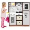 Image de Cuisine Enfants - COSTWAY - en Bois 3 Ans+ 14 Accessoires Lumière & Effet Sonore avec Vêtements Rose de Chef