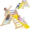Image de GOPLUS 3 en 1 Triangle Montessori Pliable avec Toboggan Rampe Parcours d’Escalade Montessori pour Enfants 1 an+ Charge 60KG