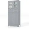 Image de COSTWAY Colonne Salle de Bain Armoire Haute avec 4 Portes 2 Tiroirs Étagères Réglables pour Salon Cuisine 60 x 30 x 128 cm Gris