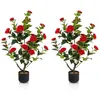 Image de Camélias Artificiels - COSTWAY - Lot de 2 - Rouge - Intérieur