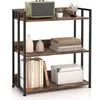 Image de Costway Bibliothèque Industrielle À 3 Niveaux,étagère De Rangement,étagères Réglables,35x70x81cm,marron