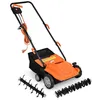 Image de COSTWAY Scarificateur Electrique 1500W-2 en 1 Emmousseur-Largeur 32 cm-Bac de Ramassage 30 L-4 Profondeurs-2 Lames Amovibles-Orange