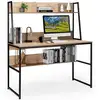 Image de Costway bureau avec bibliothèque, table d’ordinateur 120 x 55 cm, bureau à domicile avec étagères de rangement, table de travail design industriel, 57 x 120 x 139,5 cm (naturel)