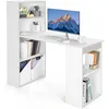 Image de COSTWAY Bureau Informatique Réversible avec Bibliothèque Moderne avec Étagères de Rangement à 6 Niveaux Blanc