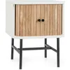 Image de COSTWAY - Table de Chevet - Portes Coulissantes - Pieds en Métal - Design Milieu du Siècle - Table de Nuit pour Chambre Salon