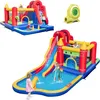 Image de GOPLUS 9 en 1 Château Gonflable Enfant 3-10 Ans avec Souffleur-Parc Aquatique/Toboggan/Mur dEscalade/Canon à Eau/50 Balles