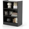 Image de GOPLUS Meuble à Casier à 3 Niveaux-Bibliothèque avec 2 Étagères Réglables-Dispositif Anti-Basculement Inclus-50x30x75 CM Noir